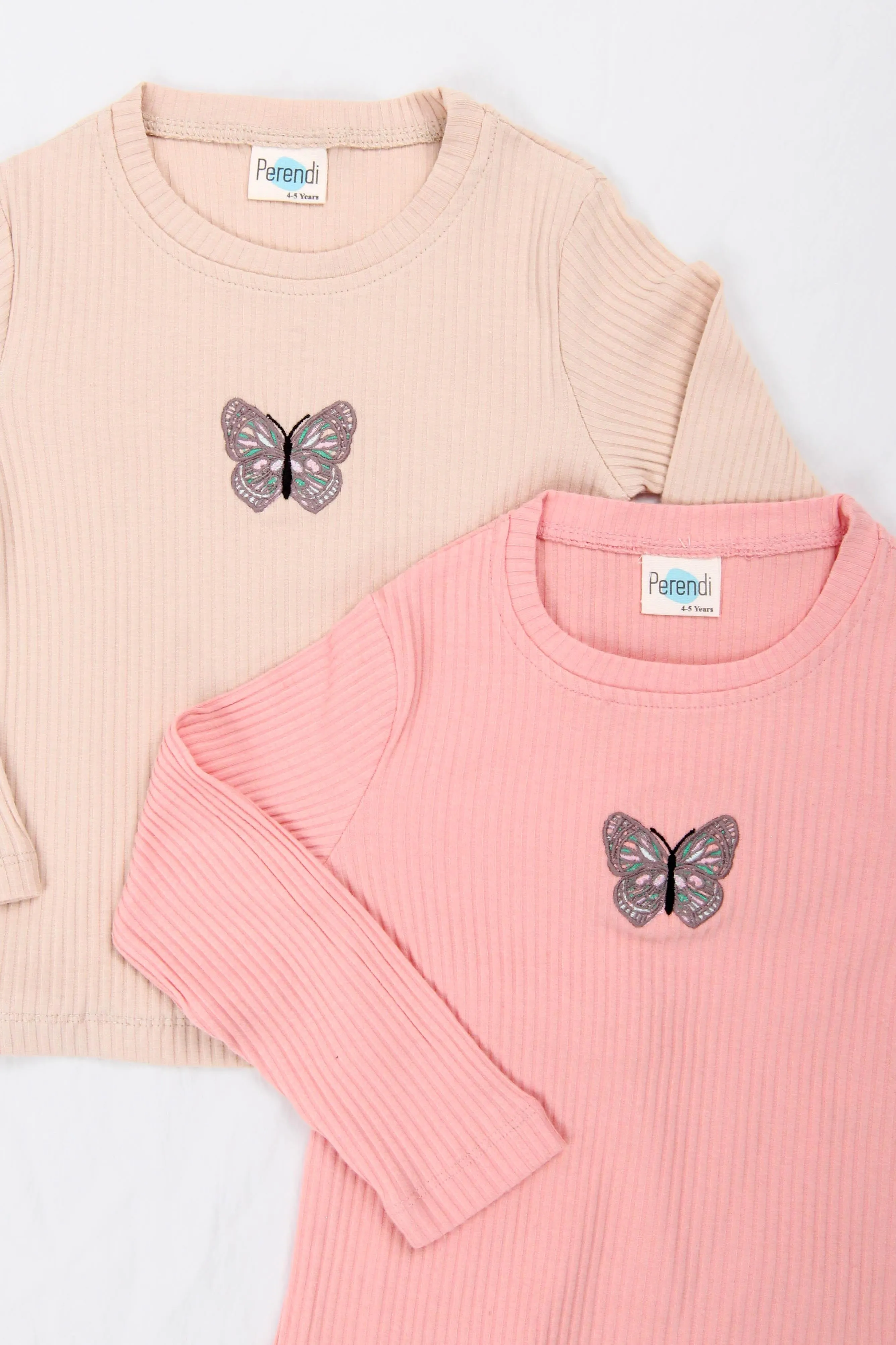 0 pamuklu kelebek nakişli kiz çocuk sweatshirt