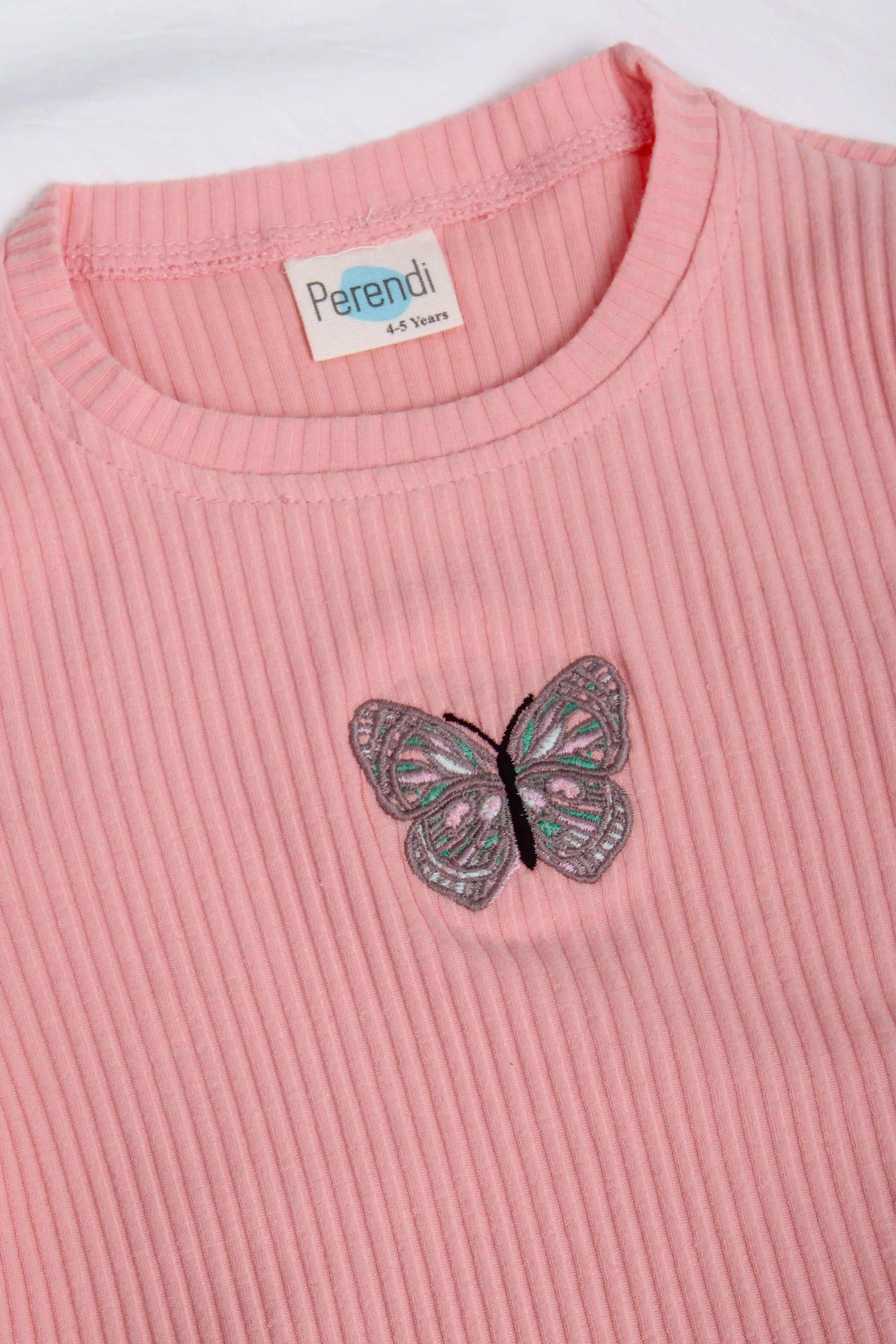 0 pamuklu kelebek nakişli kiz çocuk sweatshirt