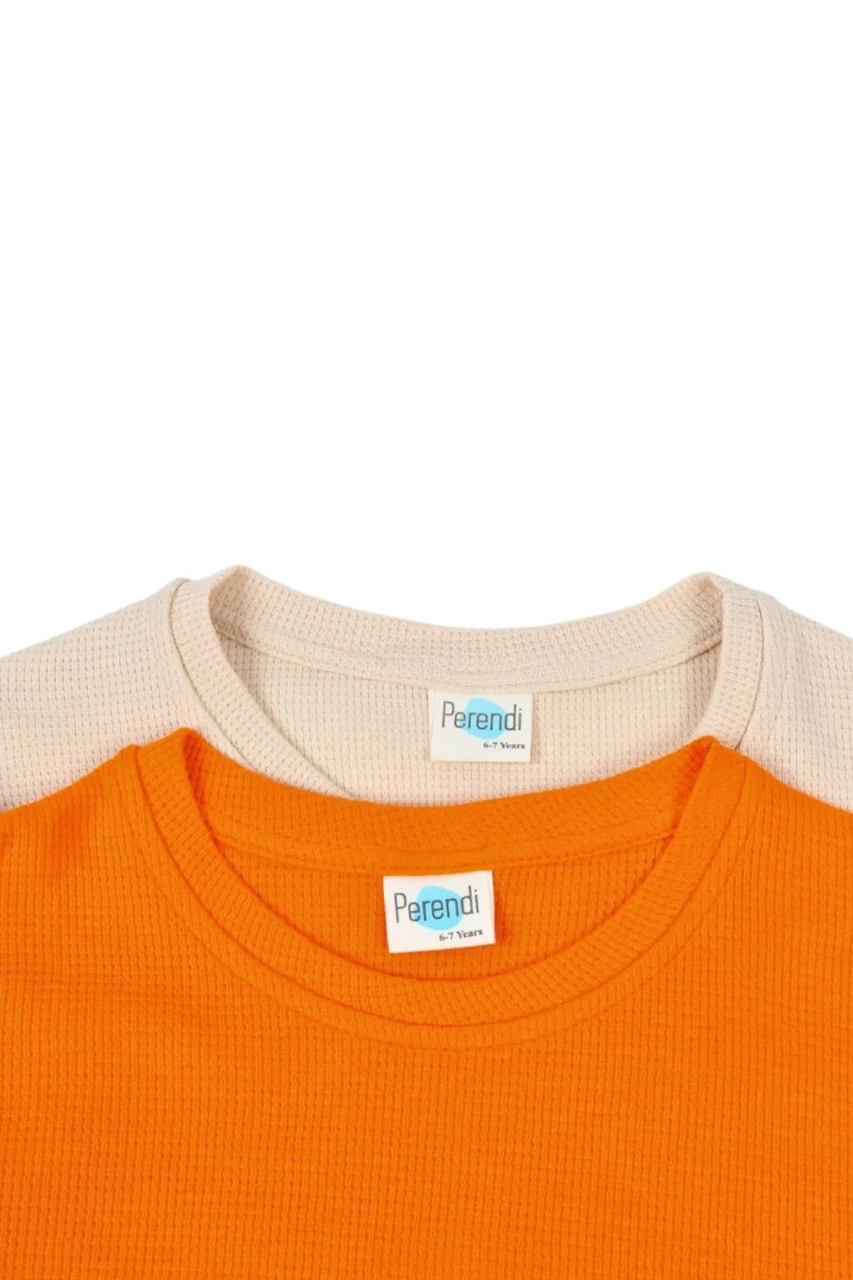 2li pamuk waffle uzun kollu unisex çocuk sweatshirt