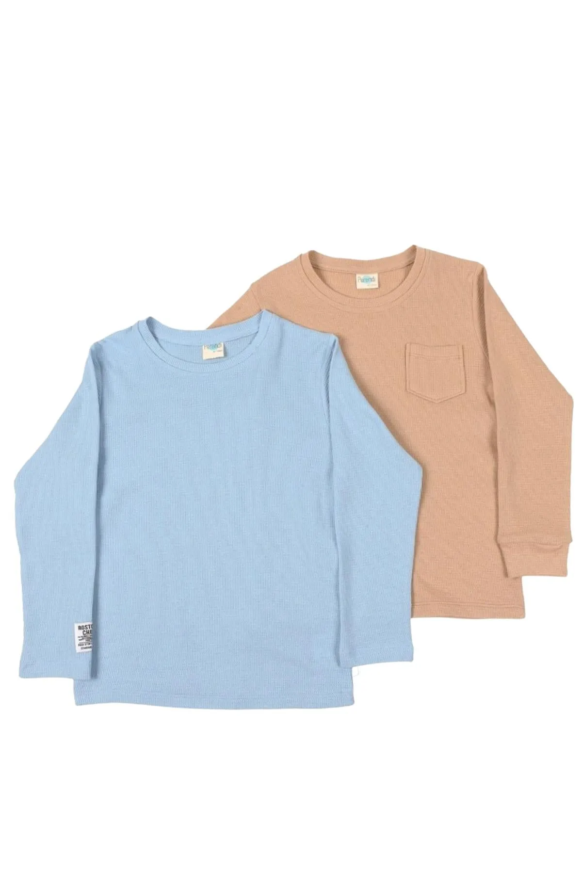 2li pamuk waffle uzun kollu unisex çocuk sweatshirt