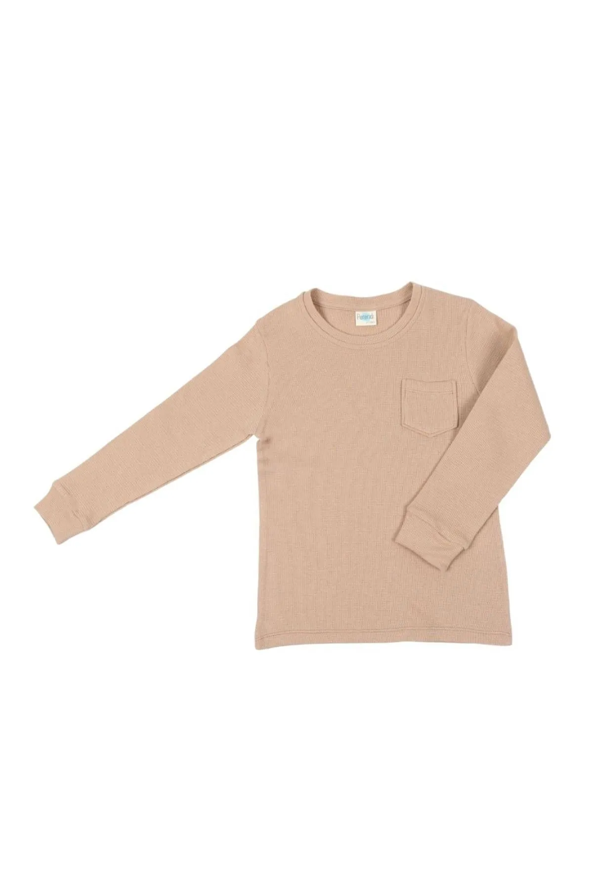 2li pamuk waffle uzun kollu unisex çocuk sweatshirt
