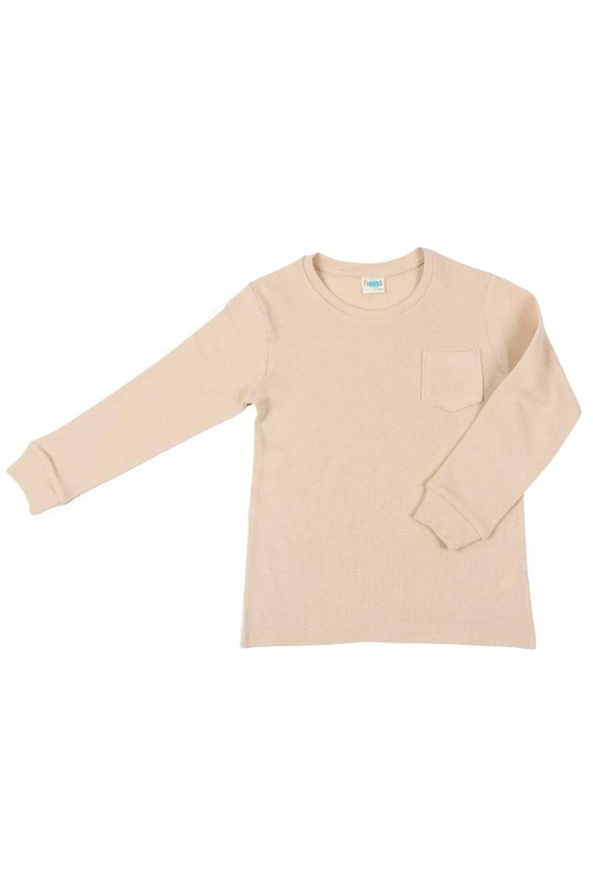 2li pamuk waffle uzun kollu unisex çocuk sweatshirt