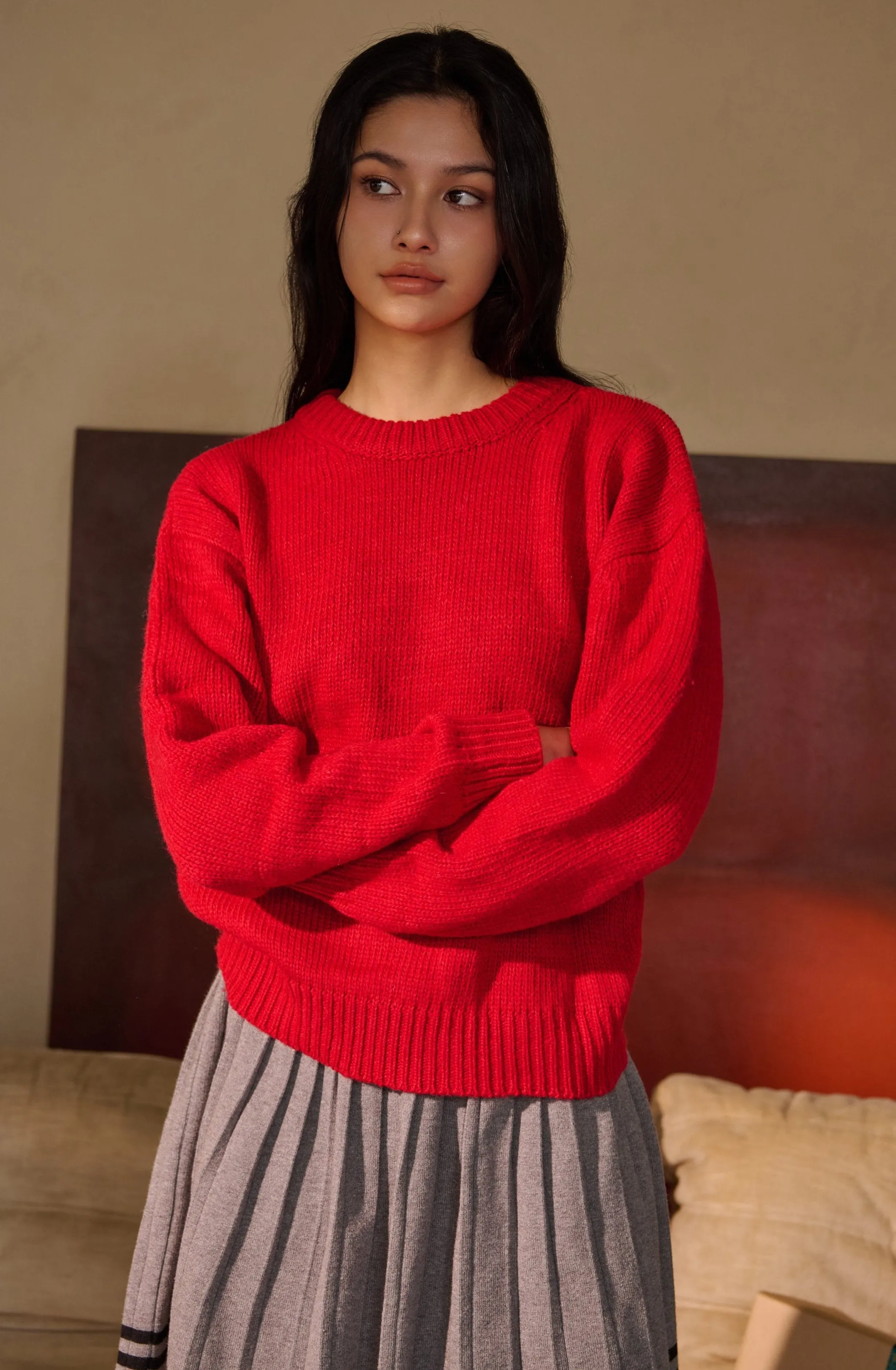 30% wool sweater in red