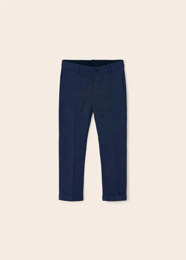 3514 Mayoral Mini Boys Tailored Dress Pants, Textured Navy