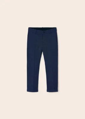 3514 Mayoral Mini Boys Tailored Dress Pants, Textured Navy
