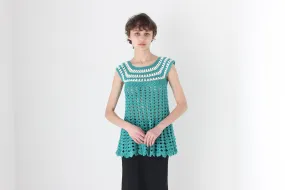 80s Hand Made Crochet Knit Trapeze Top