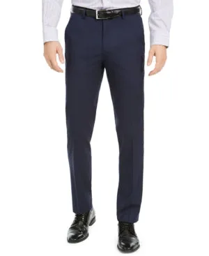 Alfani Mens Slim fit Dress Pants 32 / 30 Blue Solid Stretch