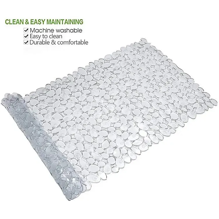 Anti-Slip Mat( Stone pebble Design ) for Bathroom Floor 88 x 40 cm (Transparent) Pack of 1