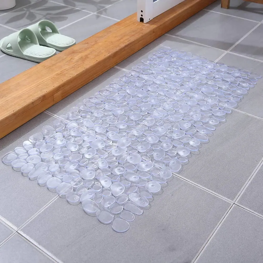 Anti-Slip Mat( Stone pebble Design ) for Bathroom Floor 88 x 40 cm (Transparent) Pack of 1