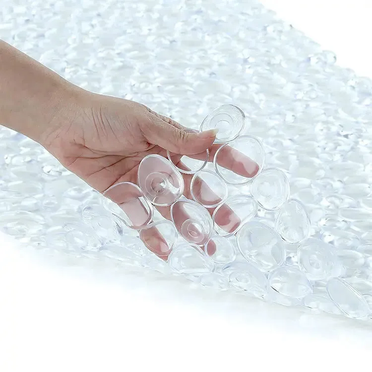 Anti-Slip Mat( Stone pebble Design ) for Bathroom Floor 88 x 40 cm (Transparent) Pack of 1