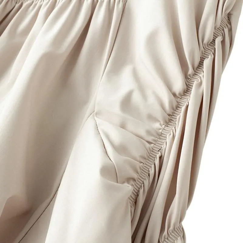 AYSMMETRICAL PLEATED MIDI SKIRT