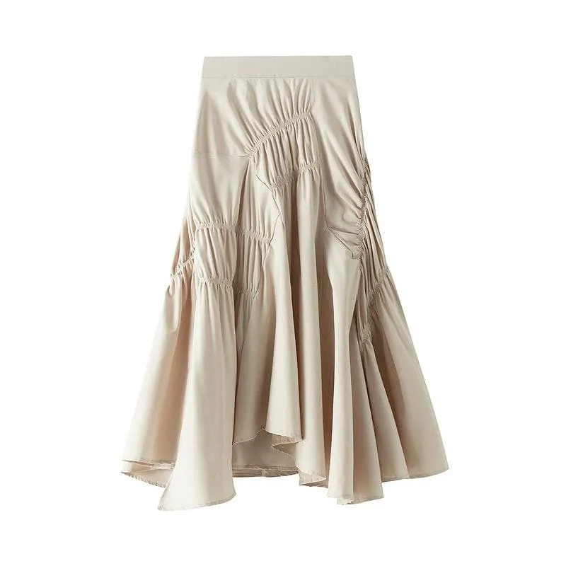 AYSMMETRICAL PLEATED MIDI SKIRT