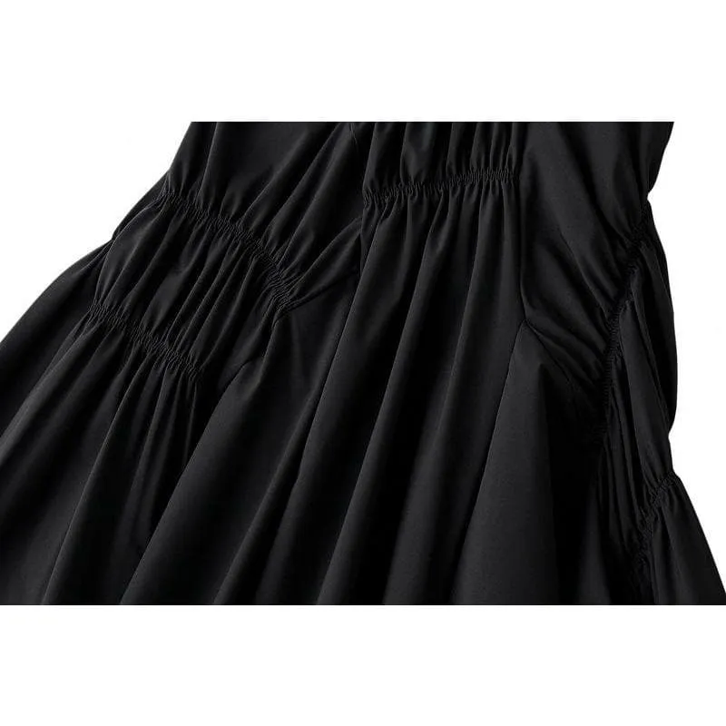 AYSMMETRICAL PLEATED MIDI SKIRT