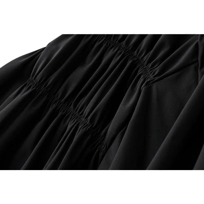 AYSMMETRICAL PLEATED MIDI SKIRT