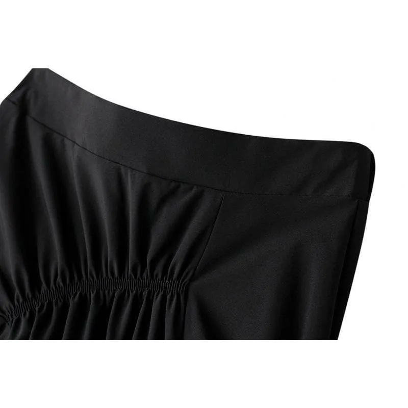 AYSMMETRICAL PLEATED MIDI SKIRT