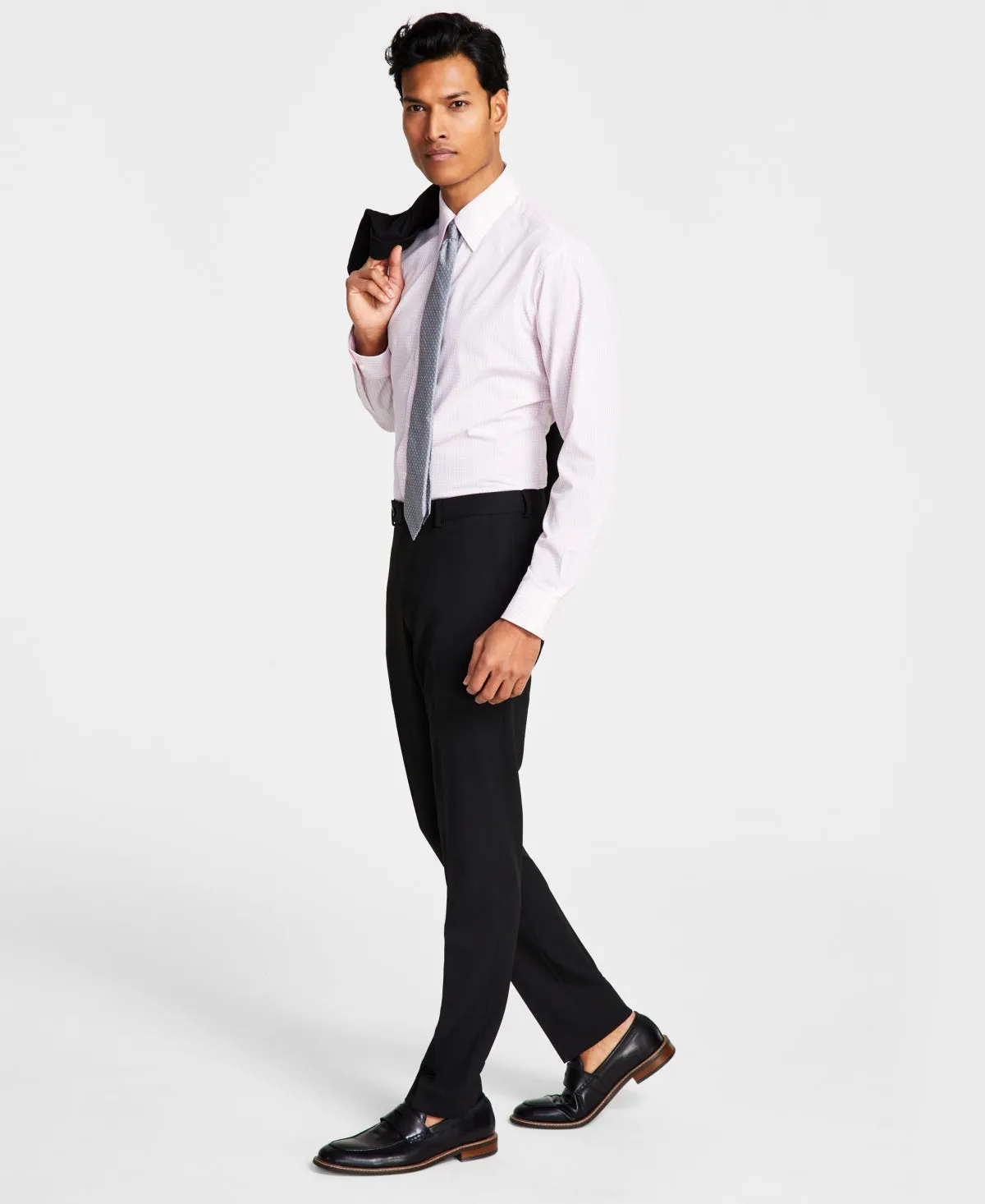 Ben Sherman Mens Skinny Fit Stretch Suit Dress Pants Black Solid 30 x3 2