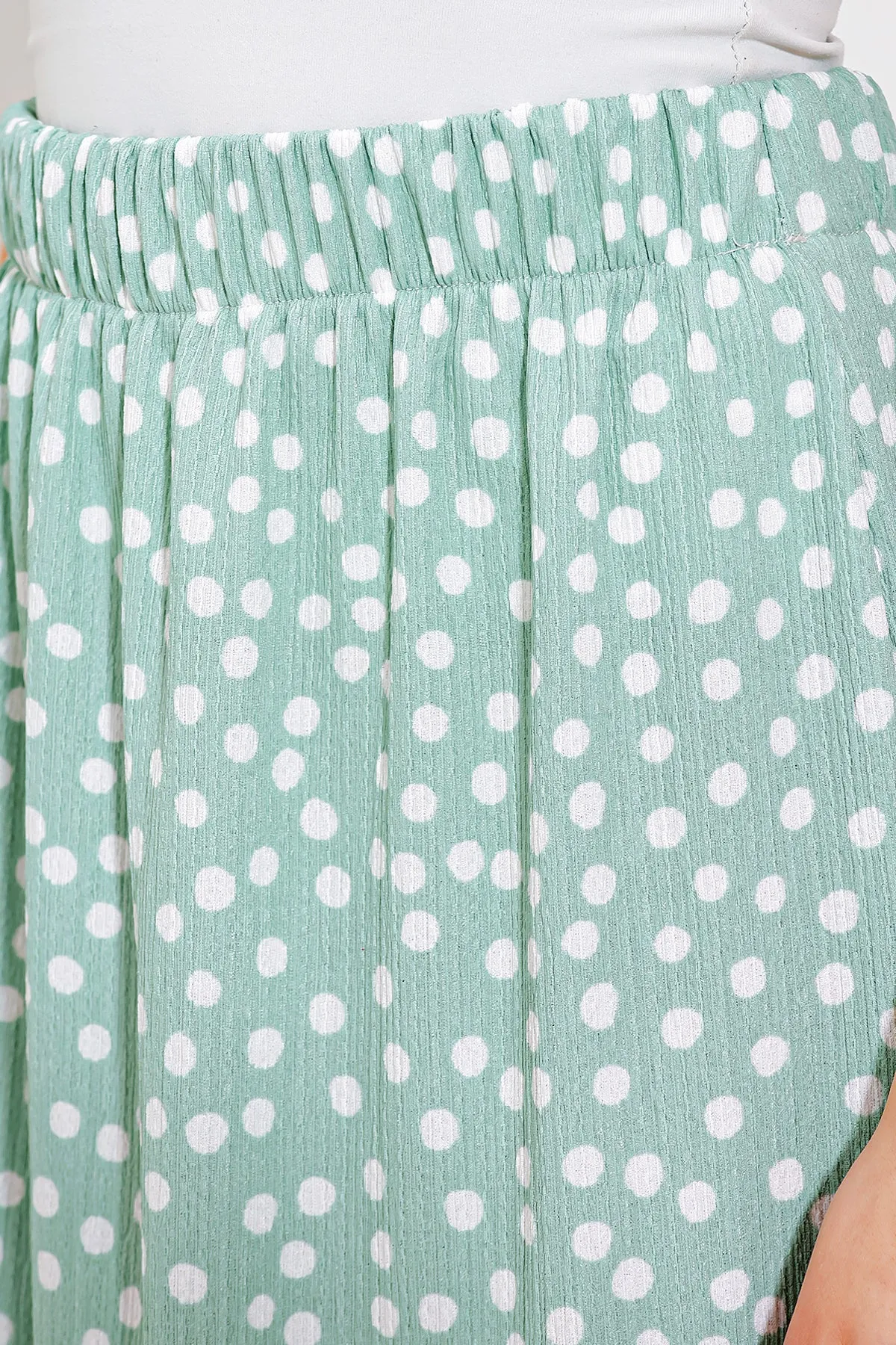BGD Women Woman Çağla White Polka Dot Long Knitted Skirt 1886 - Avondale