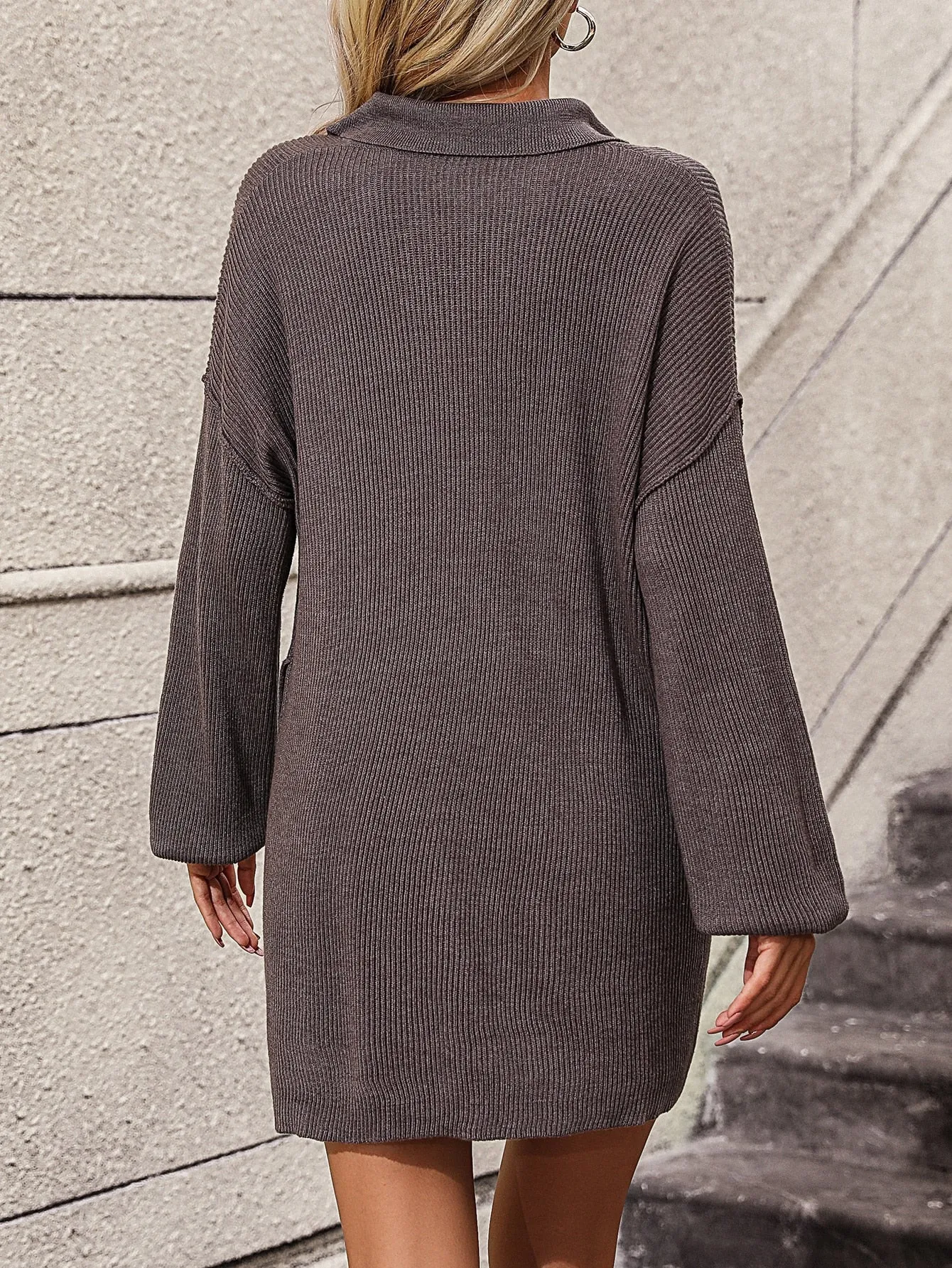 Bianca Sweater | Braun-grauer Oversized-Pullover mit langen Ärmeln