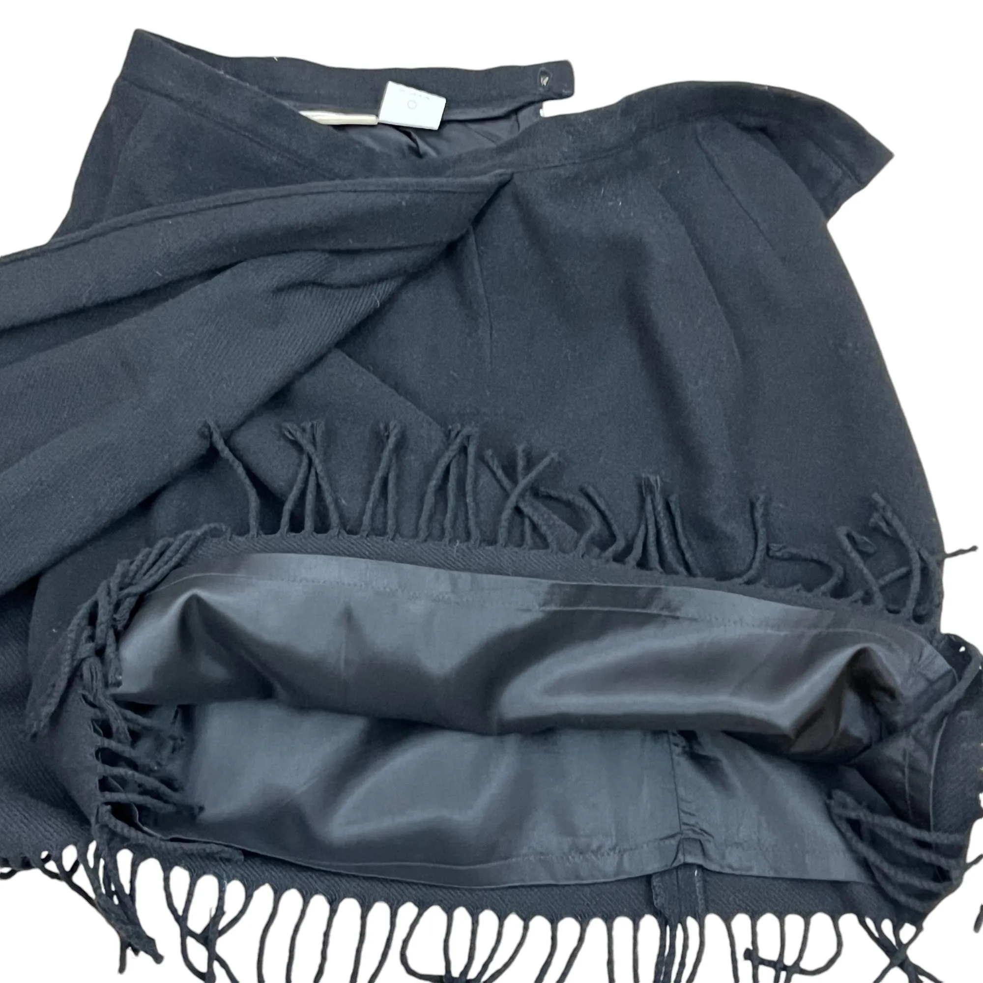 Black Wool Blend Fringed Skirt Size 8 Waist 27