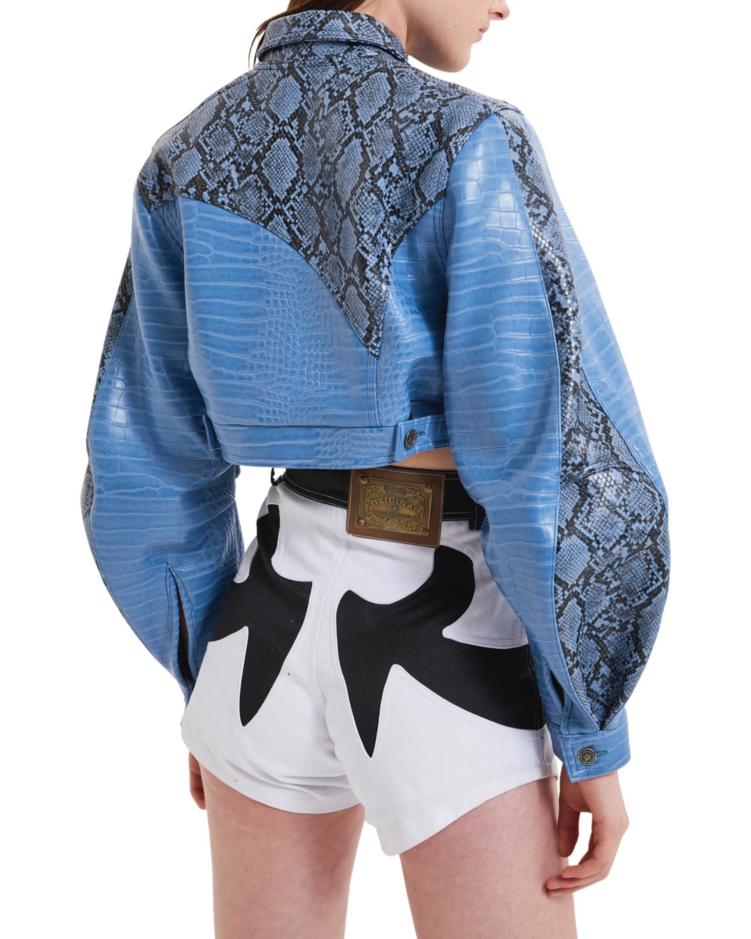 Blue Snake Leather Jacket