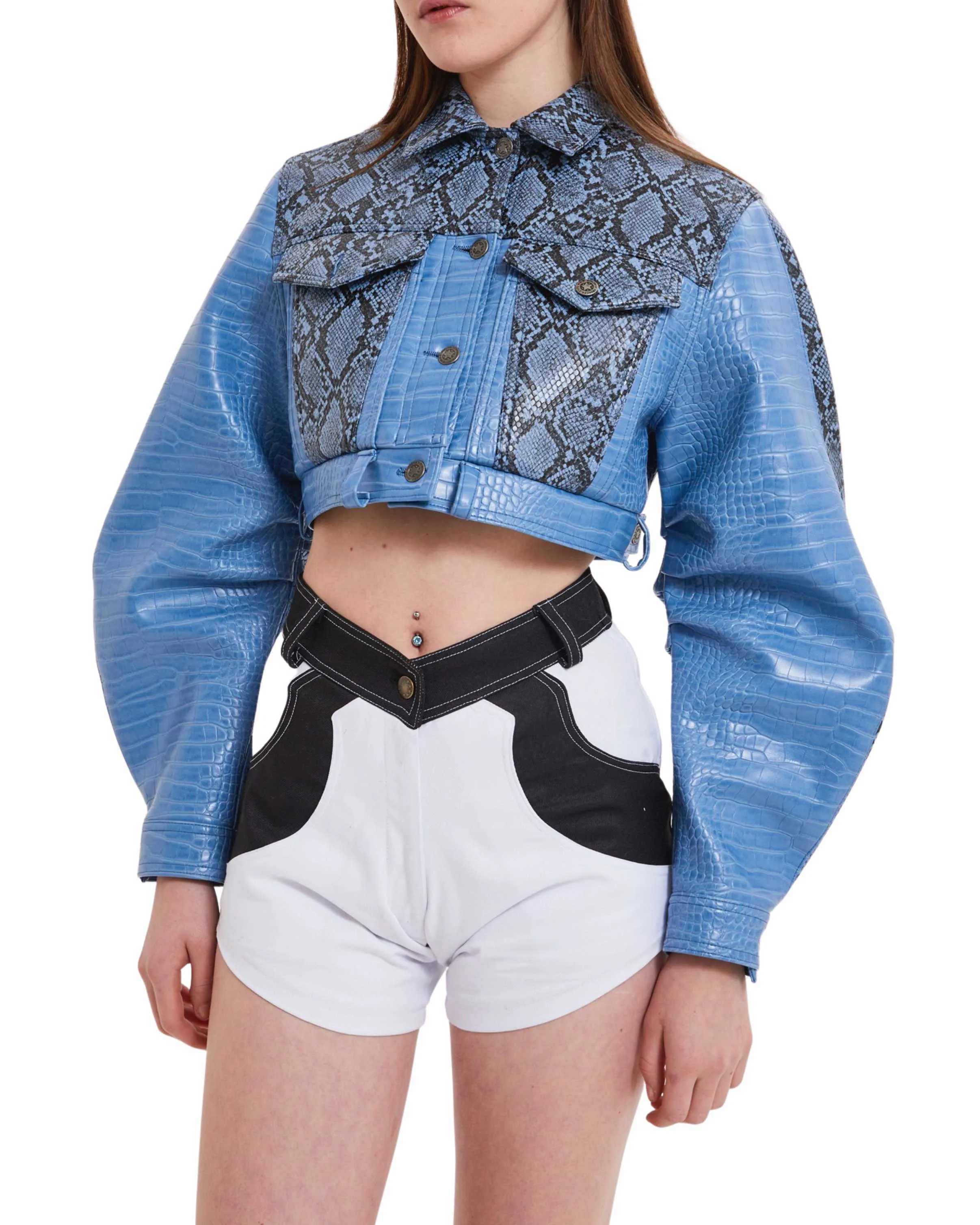 Blue Snake Leather Jacket