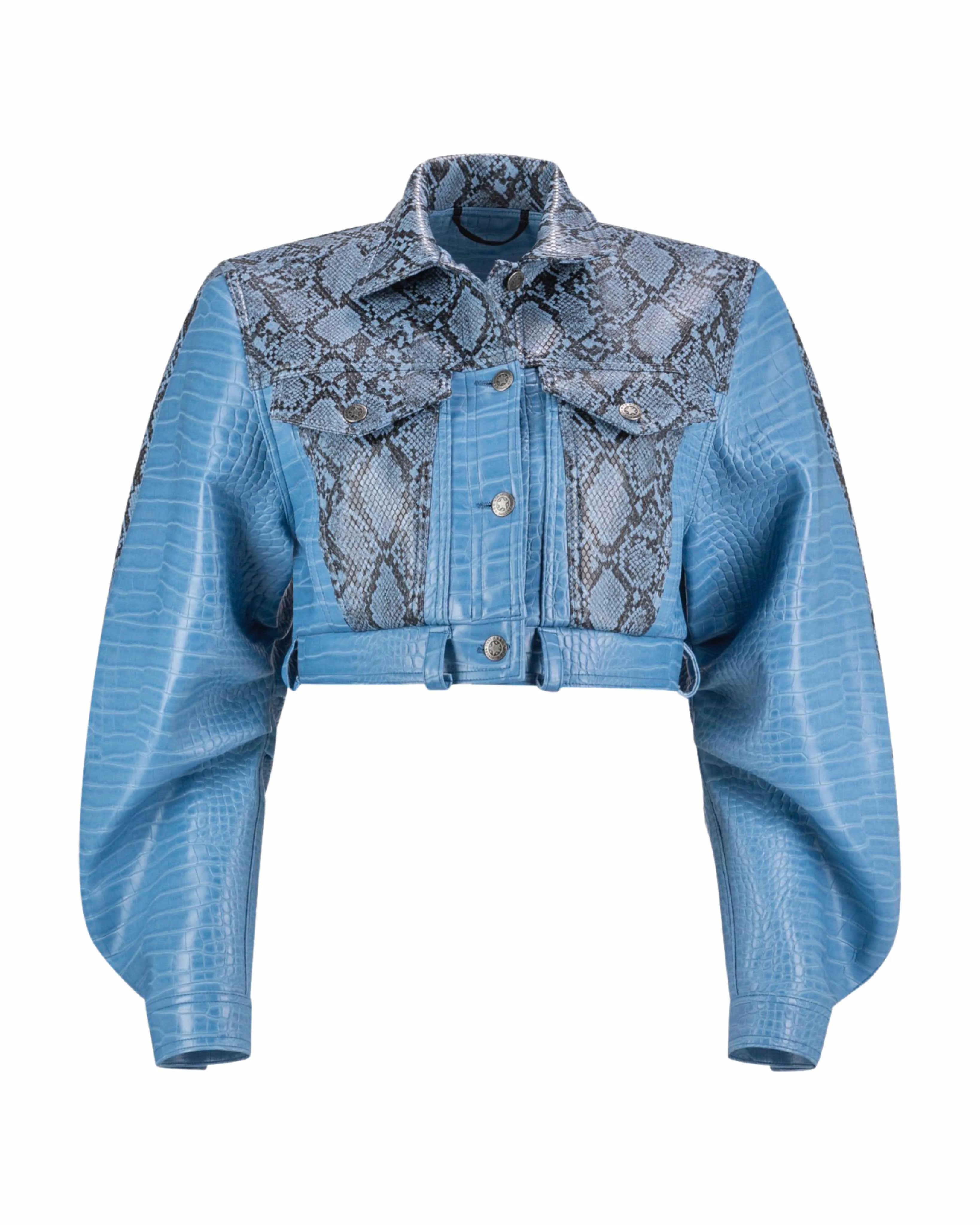 Blue Snake Leather Jacket