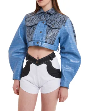 Blue Snake Leather Jacket