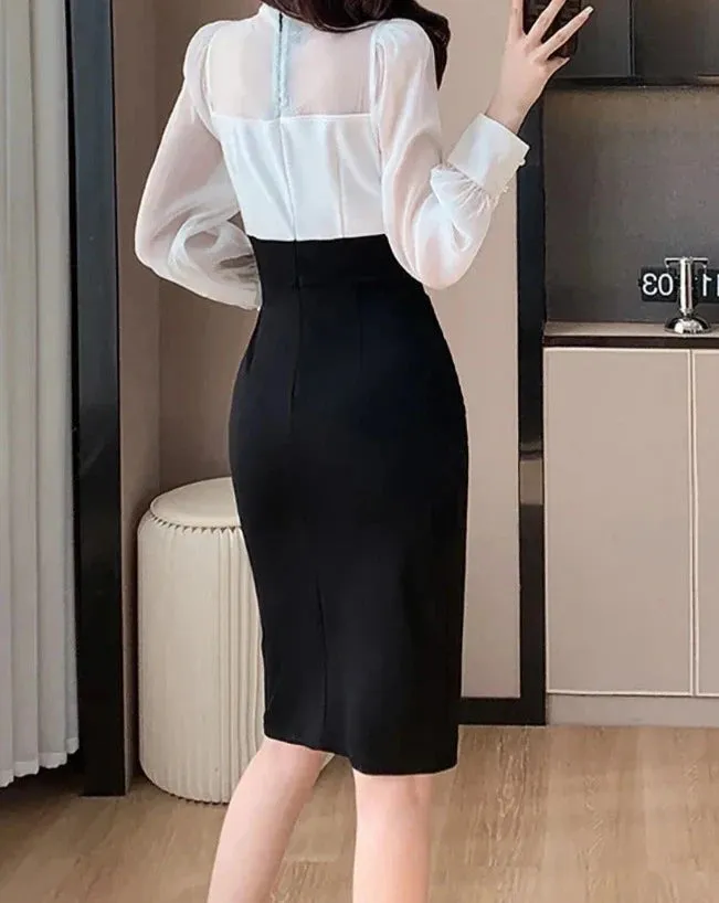 BROOKE Tie Neck Sheath Dress