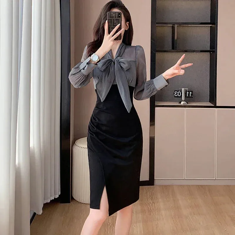 BROOKE Tie Neck Sheath Dress