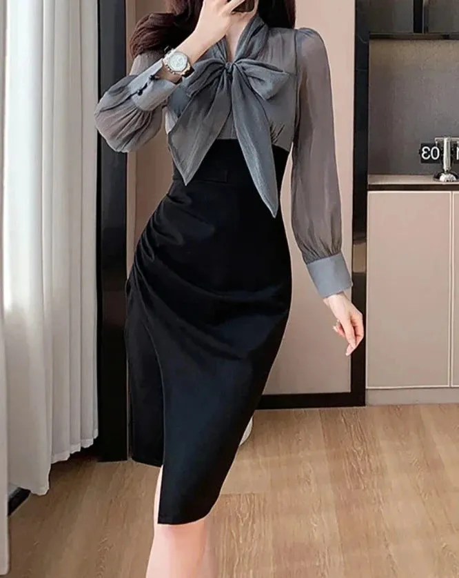 BROOKE Tie Neck Sheath Dress