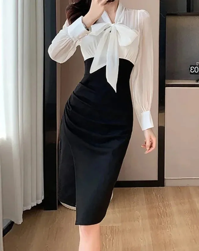 BROOKE Tie Neck Sheath Dress