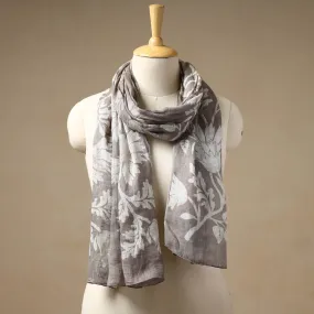 Brown - Bindaas Block Printed Natural Dyed Linen Handloom Stole 04