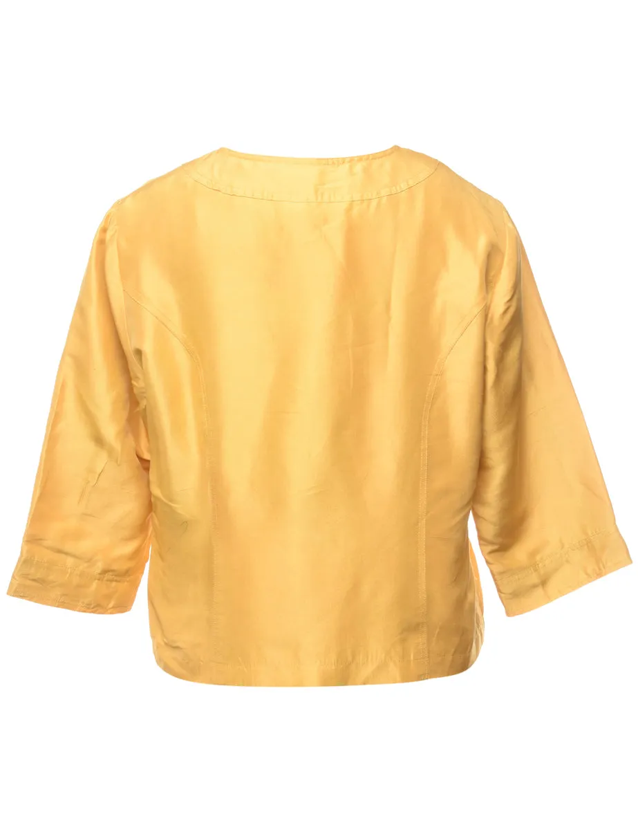 Button-Front Gold Cropped Jacket - S