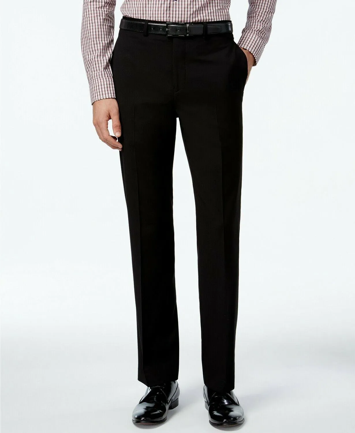 Calvin Klein Mens Slim fit Dress Pants 36 / 34 Black Solid Stretch