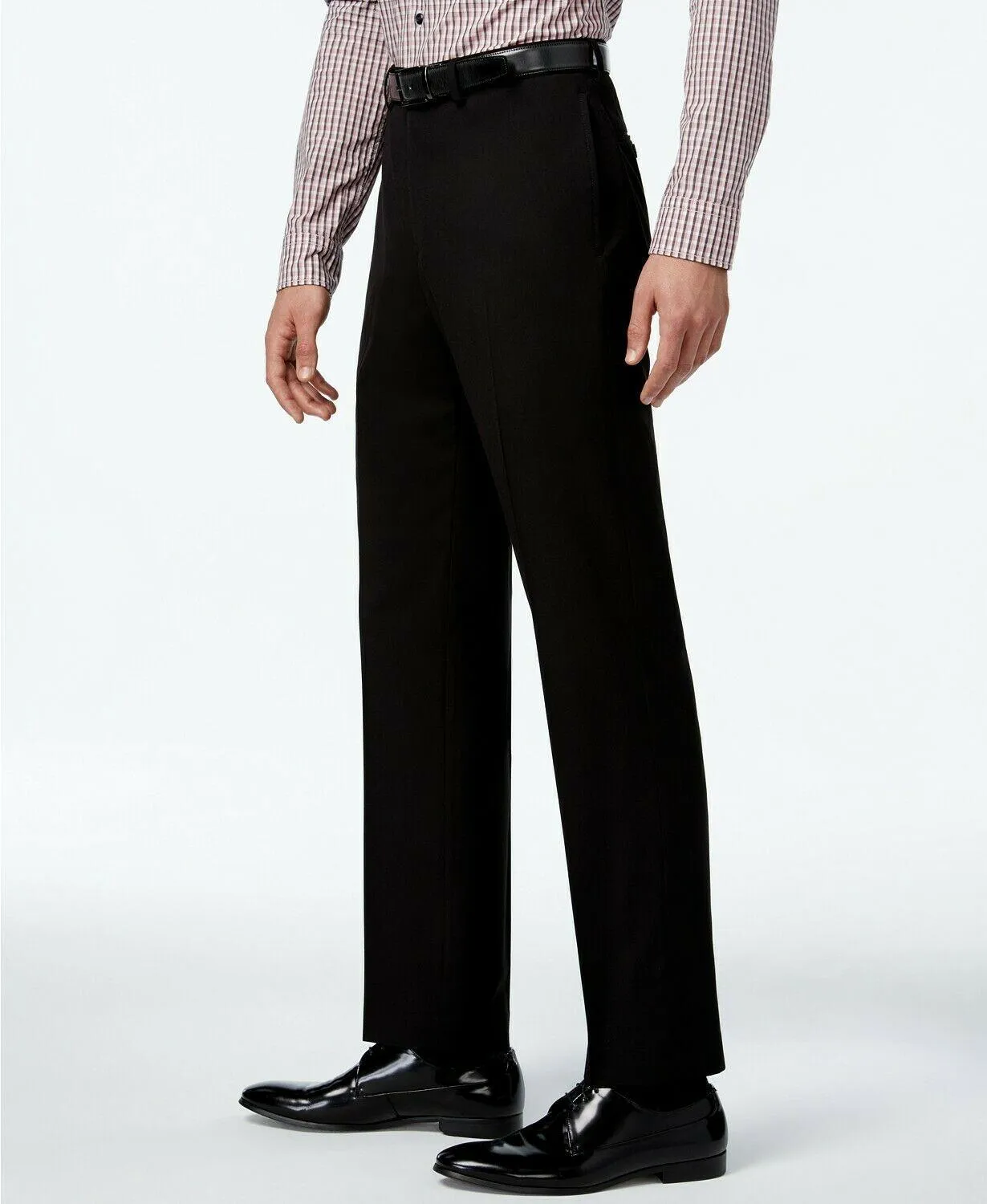 Calvin Klein Mens Slim fit Dress Pants 36 / 34 Black Solid Stretch