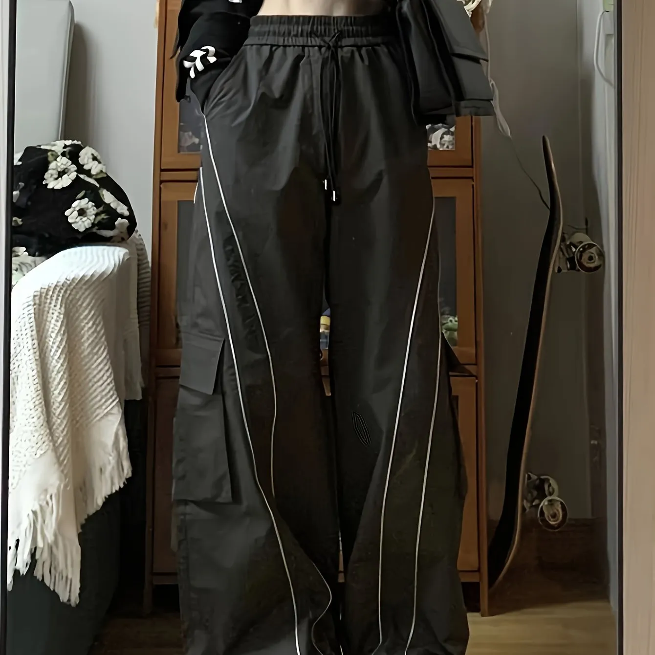Casual Drawstring Waist Baggy Cargo Pants