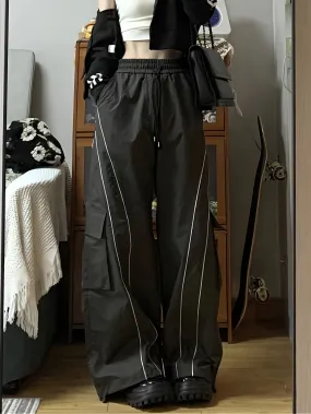 Casual Drawstring Waist Baggy Cargo Pants