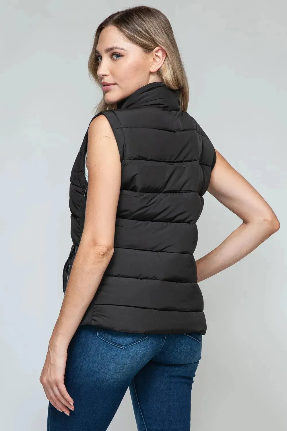 Chic Pocketed Zip-Up Turtleneck Vest for Effortless Style