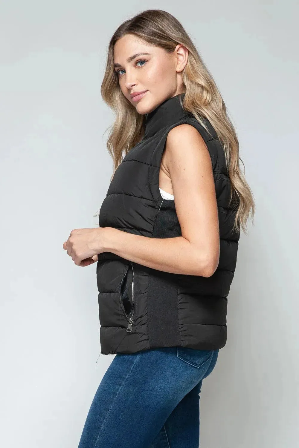 Chic Pocketed Zip-Up Turtleneck Vest for Effortless Style