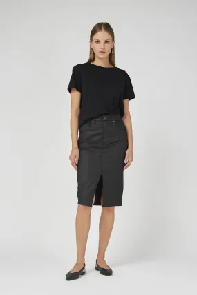 Coated Denim Black High Waisted Revival Skirt