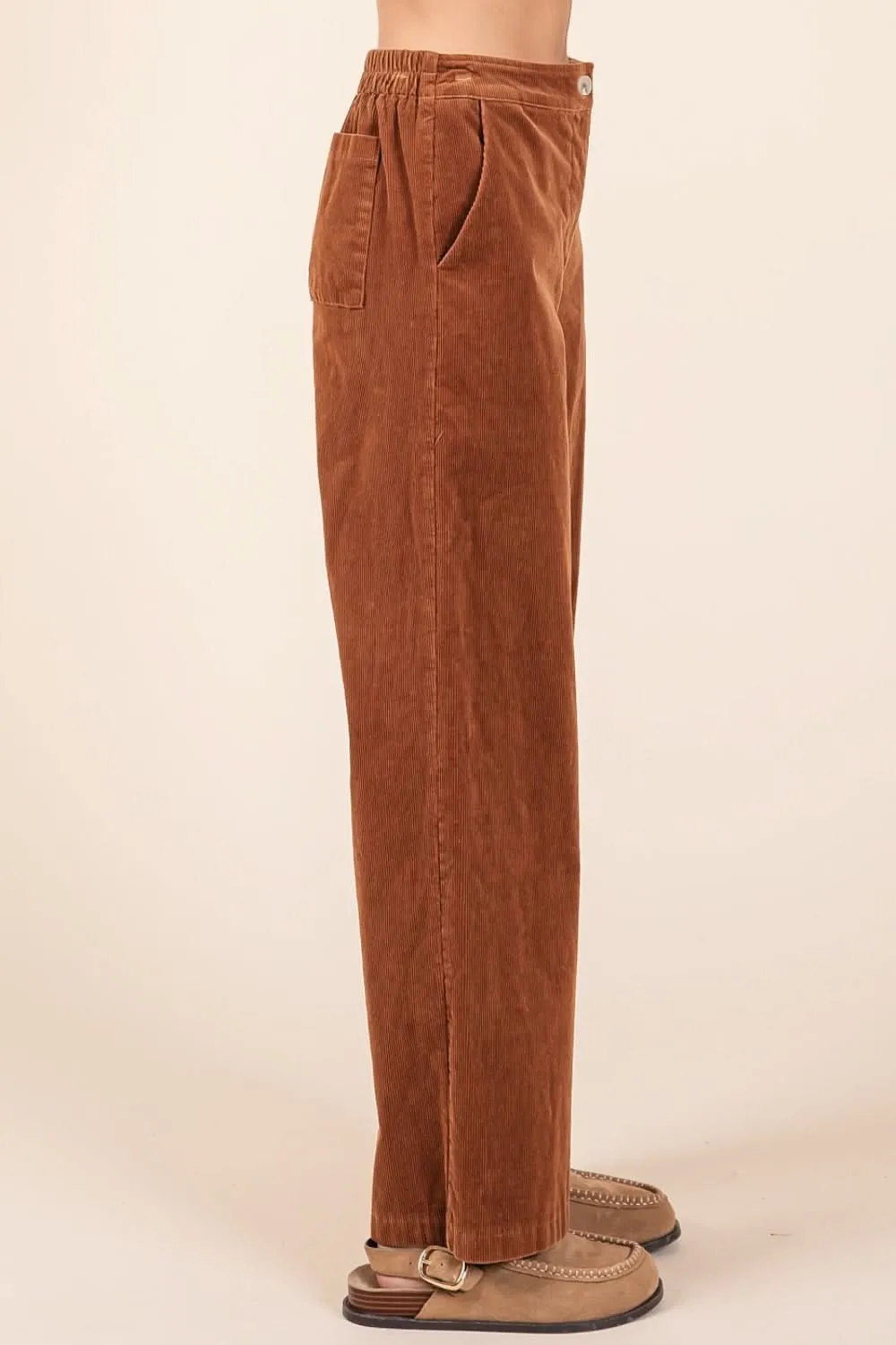 Comfort Fit Stretchy Corduroy Pants with Elastic Back Waistband From Love Salve