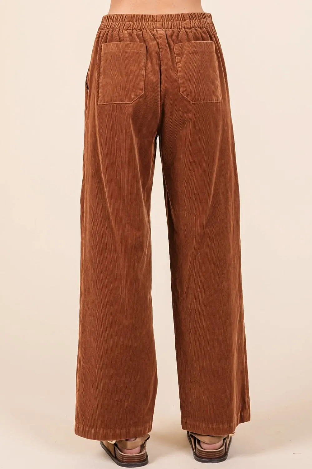 Comfort Fit Stretchy Corduroy Pants with Elastic Back Waistband From Love Salve