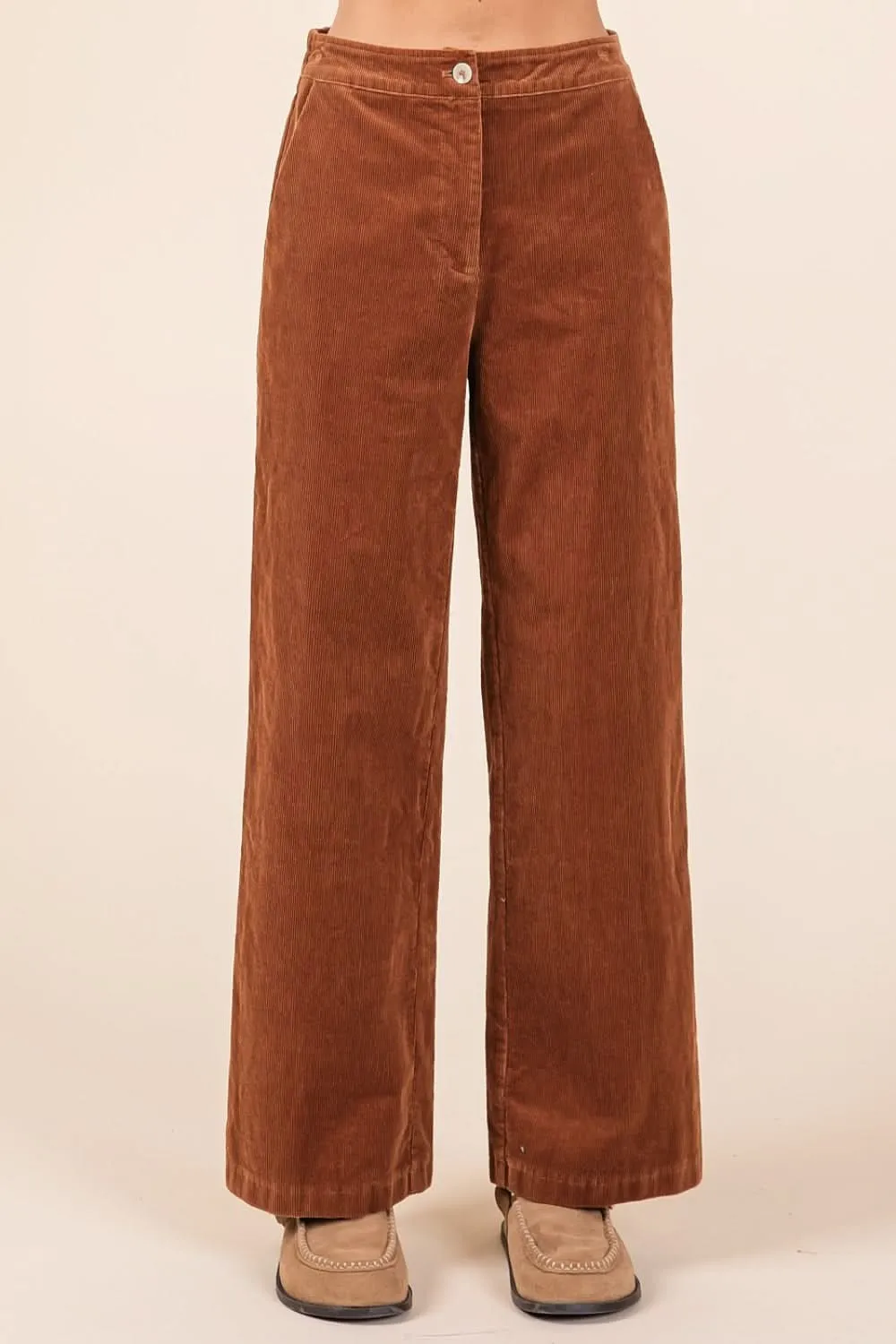 Comfort Fit Stretchy Corduroy Pants with Elastic Back Waistband From Love Salve