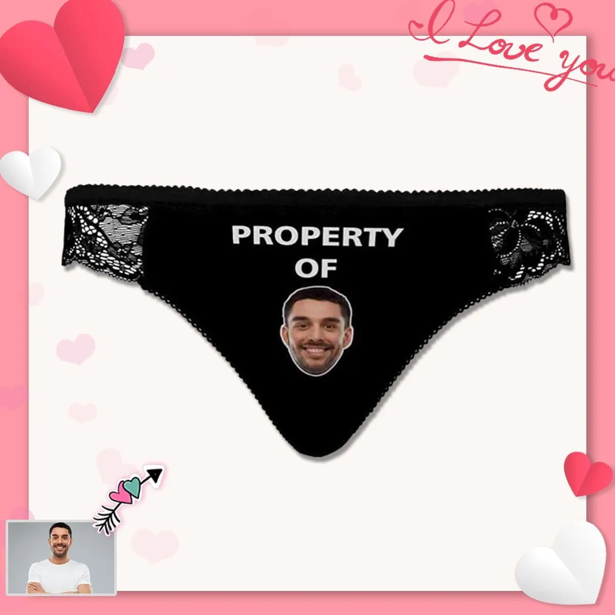 Custom Womens Panties Personalized Face Property Sexy Underwear Women's Lace Panty Honeymoon Gift Valentine's Day Gift