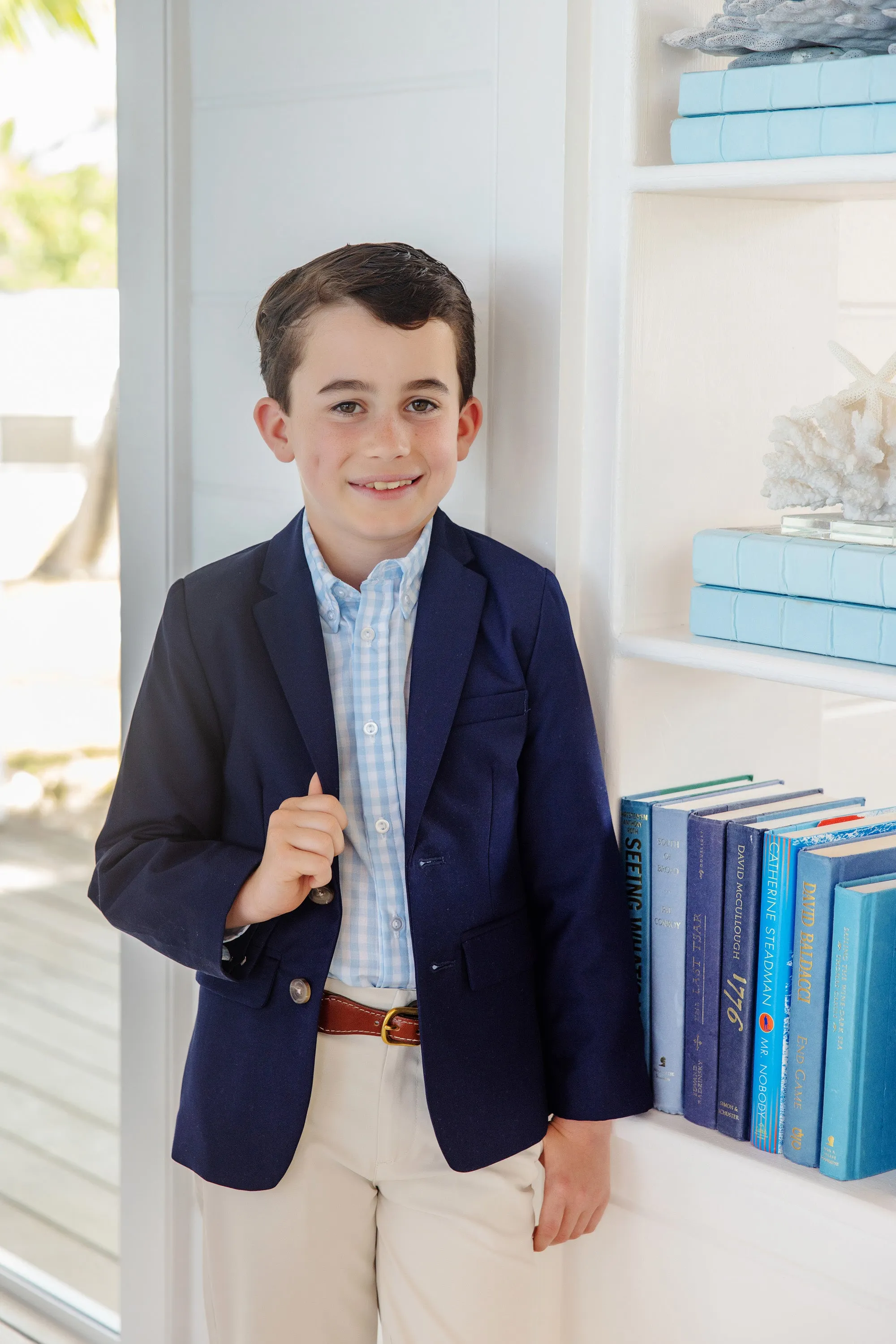 Dean's List Dress Shirt - Buckhead Blue Gingham with Multicolor Stork