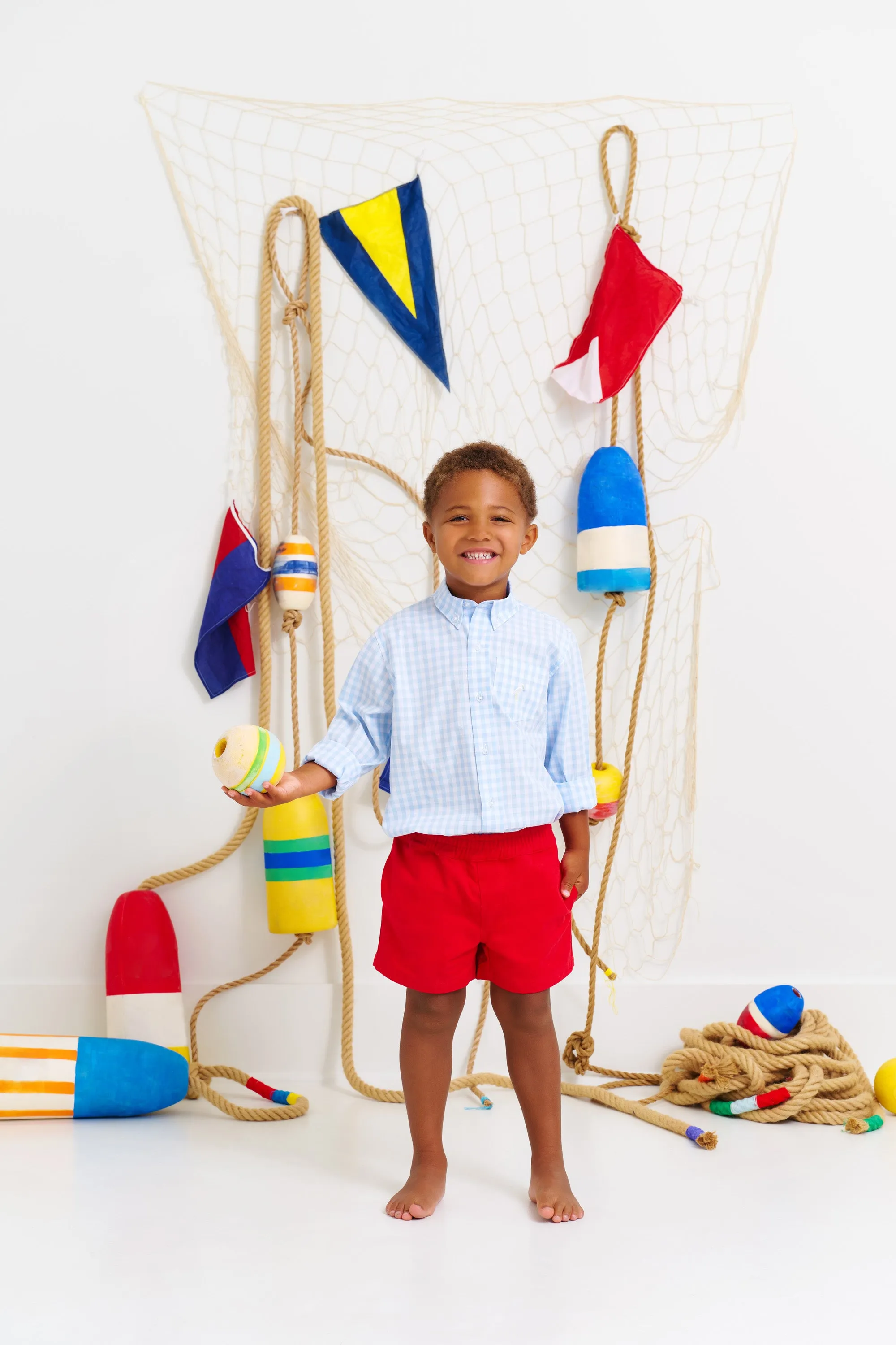 Dean's List Dress Shirt - Buckhead Blue Gingham with Multicolor Stork