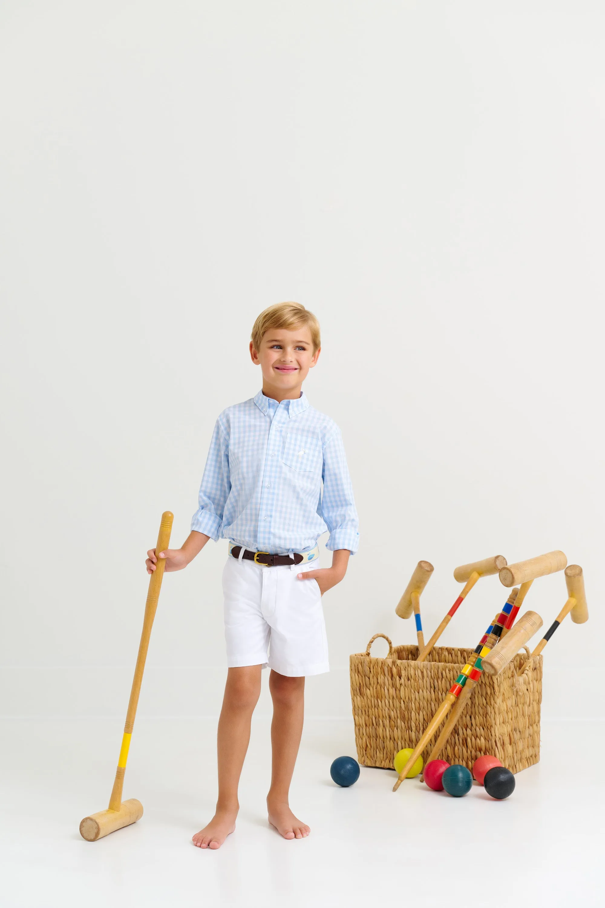 Dean's List Dress Shirt - Buckhead Blue Gingham with Multicolor Stork