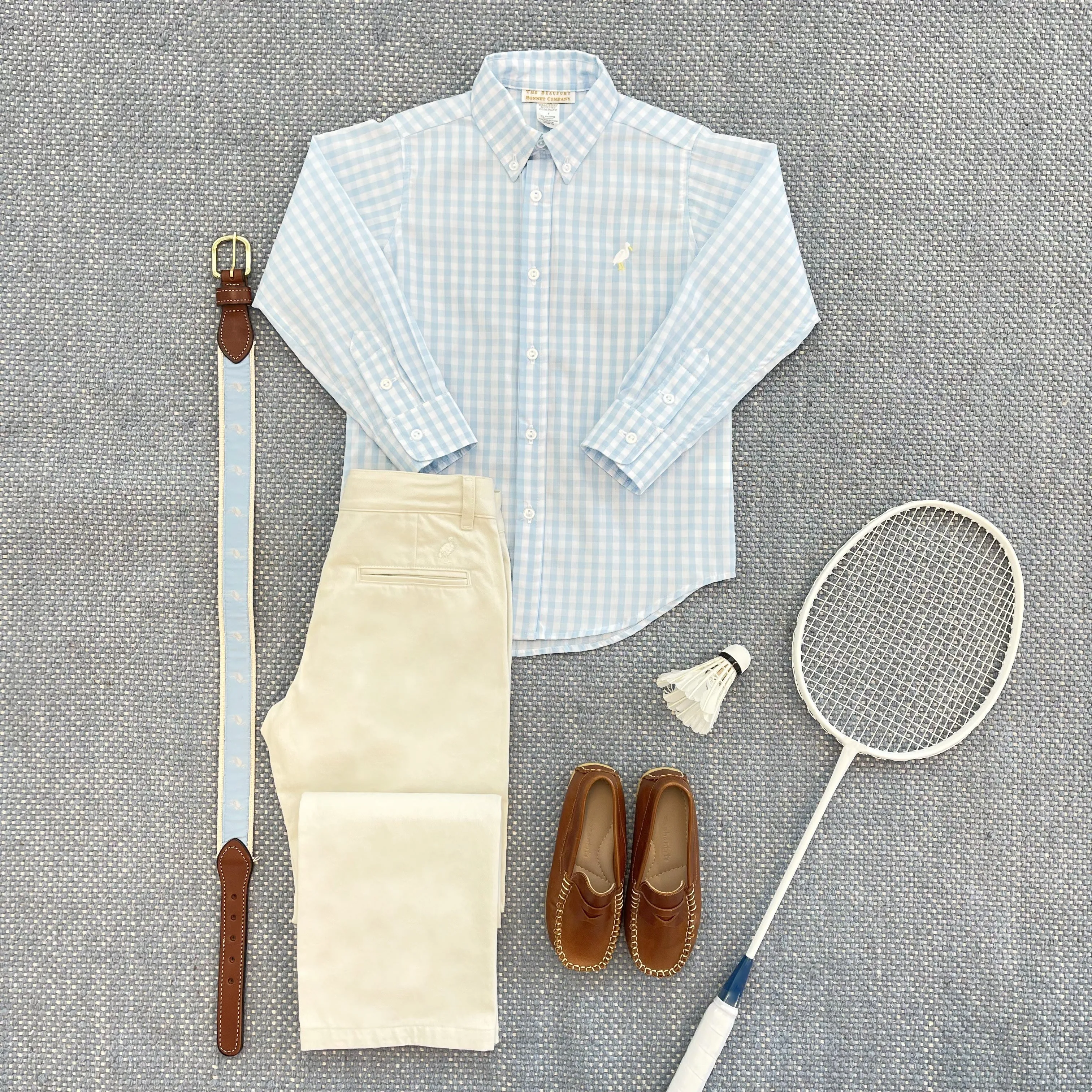 Dean's List Dress Shirt - Buckhead Blue Gingham with Multicolor Stork