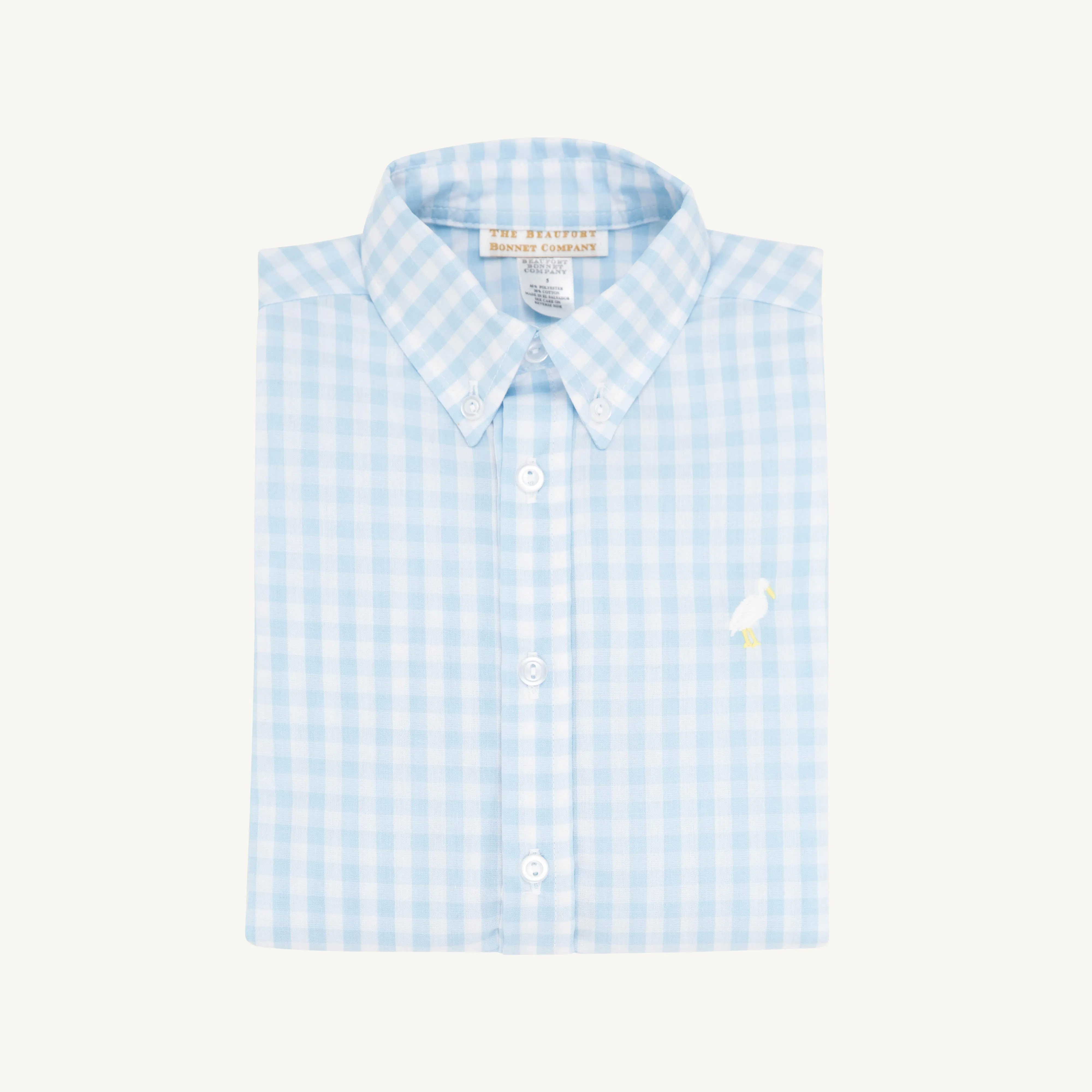 Dean's List Dress Shirt - Buckhead Blue Gingham with Multicolor Stork