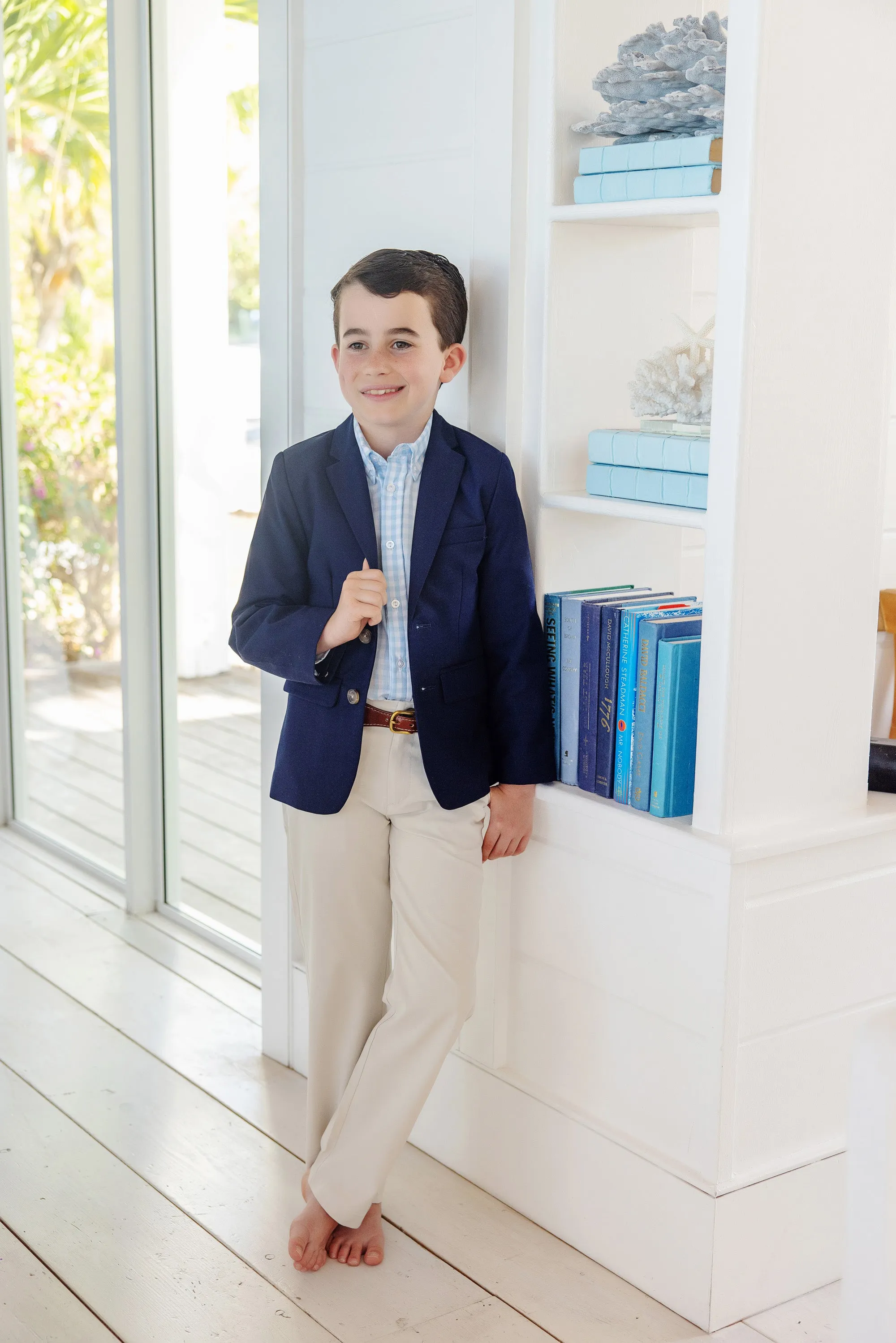Dean's List Dress Shirt - Buckhead Blue Gingham with Multicolor Stork